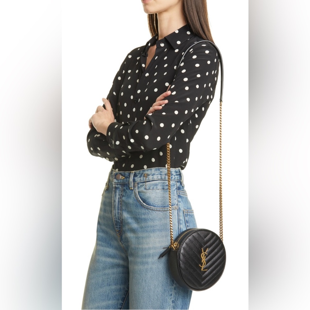 Yves Saint Laurent Black Round Crossbody Bag